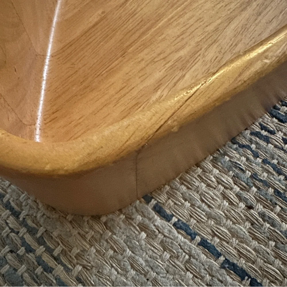 Crate & Barrel Large Triangle Carved Wood Bowl Made in Thailand